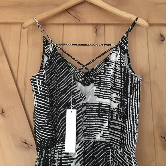 AMANDA UPRICHARD Sleeveless Silk Mini Dress Black White Size Small - Picture 4 of 5